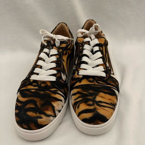 Christian Louboutin VIEIRA Orlato Bengal Tiger Fabric Sneakers Flat Shoes - Picture 2 of 5